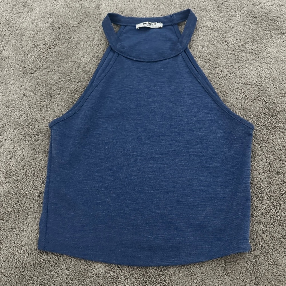 Zara Navy High Neck Tank Top